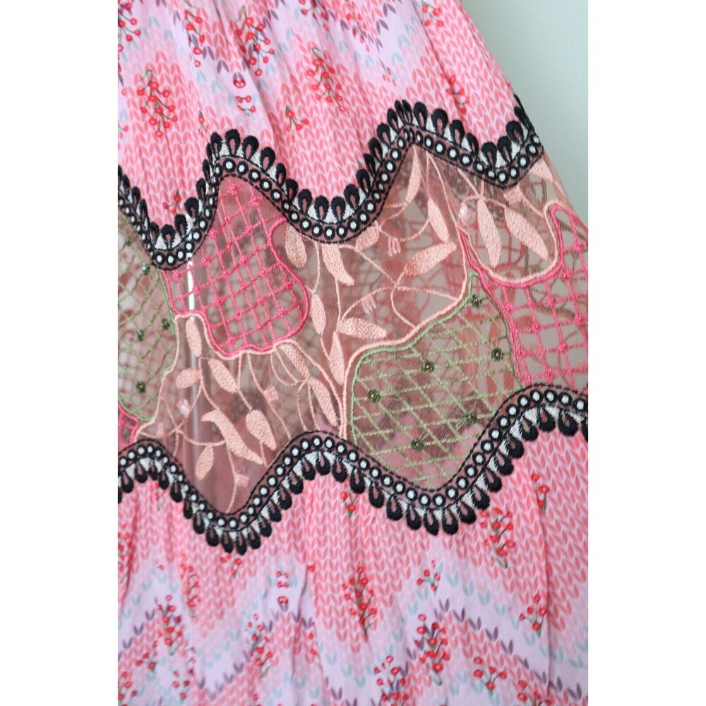Anthropologie x Bhanuni Jyoti Size 0 Haylie Lace Maxi Skirt Pink Floral Print - Picture 5 of 12